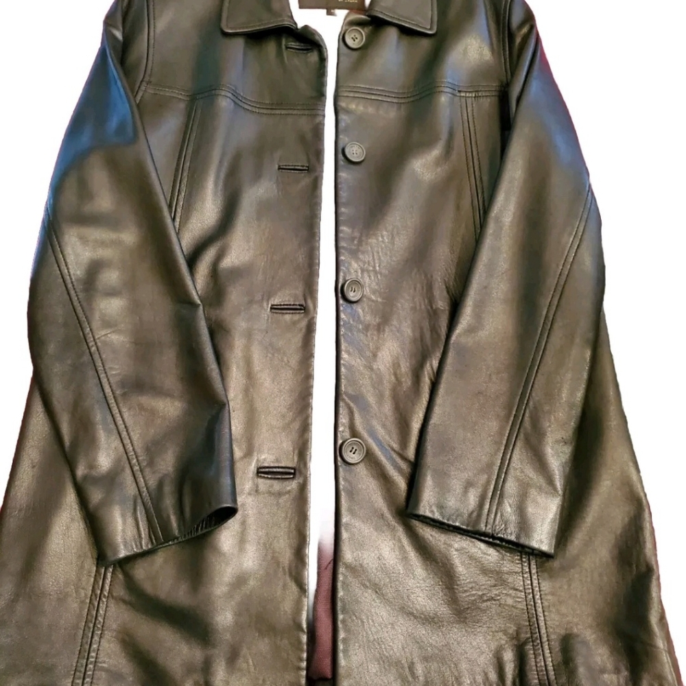 Couture by J. Park Womens Black Leather Jacket Coat  Size MEDIUM